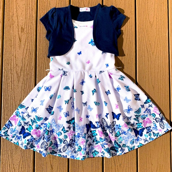 KNIT WORKS FANCY DRESS WITH REMOVABLE JACKET AND CRINOLINES GIRLS SIZE 5 - Picture 1 of 8